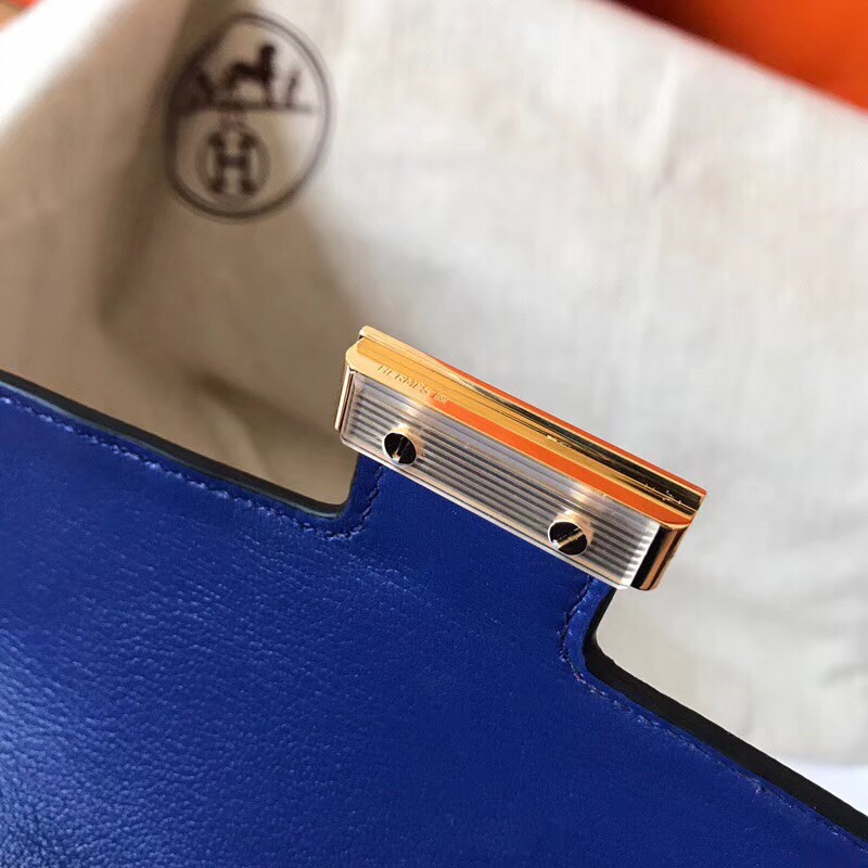 Hermes Constance 24cm Shoulder Bag In Blue Electric Epsom Leather